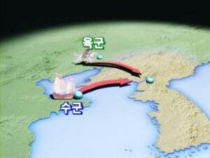 Карта с направлениями наступления сухопутных и морских войск династии Хань против Чосона Вимана