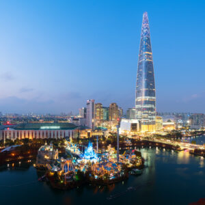 Ночной Сеул: Lotte World Tower и огни района Чамсиль